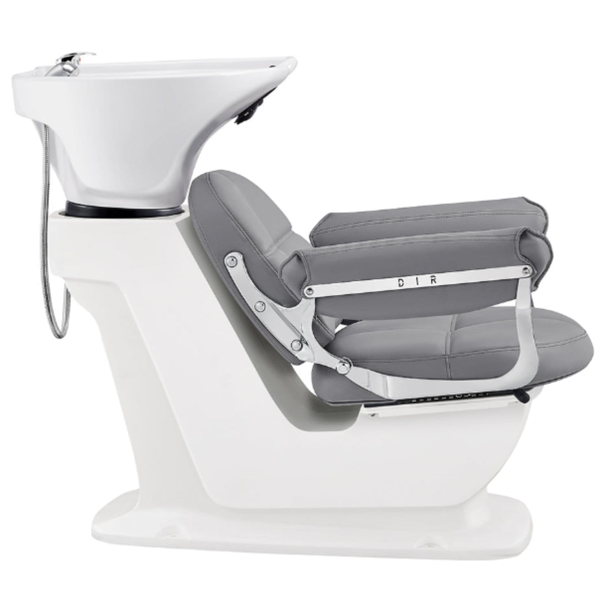 Mochilagon Salon Shampoo Chair with Adjustable Seat Gray Side View Of White Single Shampoo Wash Station On White Clean Background