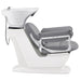 Mochilagon Salon Shampoo Chair with Adjustable Seat Gray Side View Of White Single Shampoo Wash Station On White Clean Background