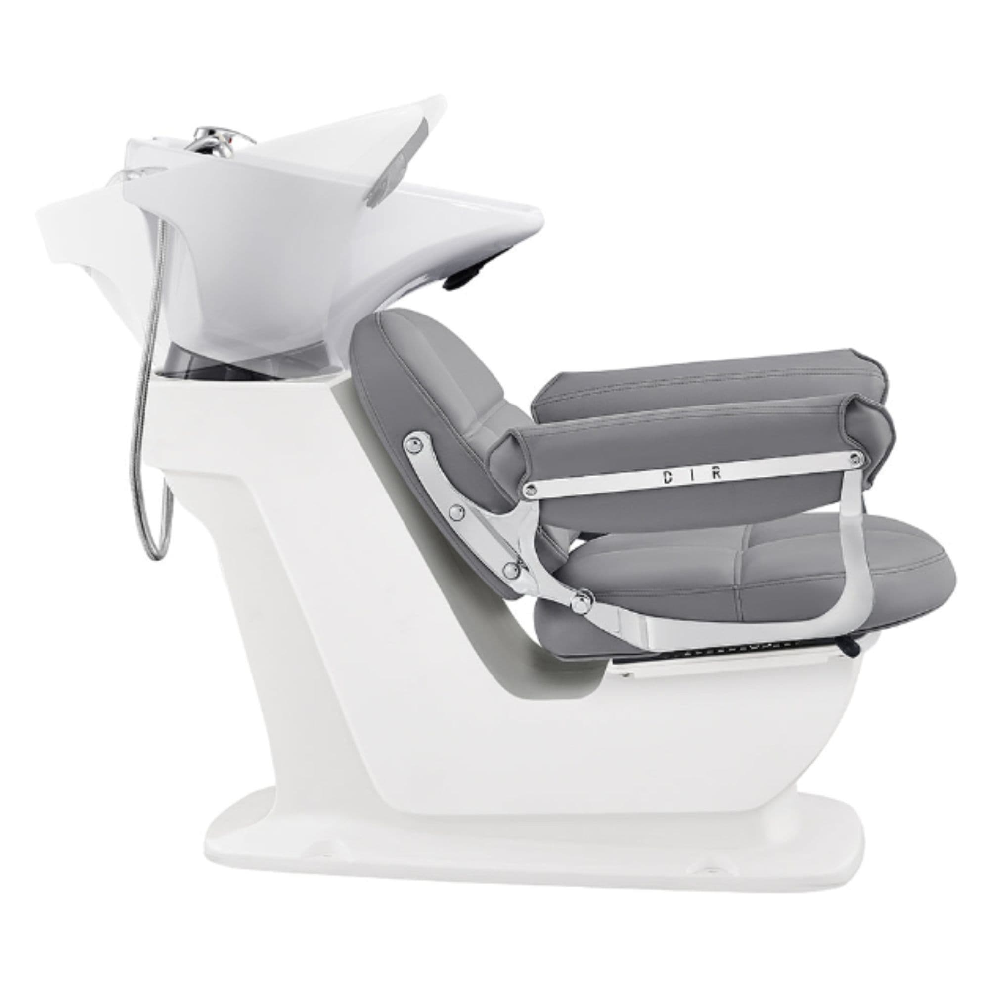 Mochilagon Salon Shampoo Chair with Adjustable Seat Gray Side View Of White Single Shampoo Wash Station With Demo