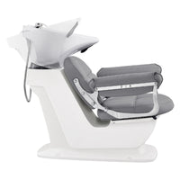 Thumbnail for Mochilagon Salon Shampoo Chair with Adjustable Seat Gray Side View Of White Single Shampoo Wash Station With Demo