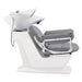 Mochilagon Salon Shampoo Chair with Adjustable Seat Gray Side View Of White Single Shampoo Wash Station With Demo