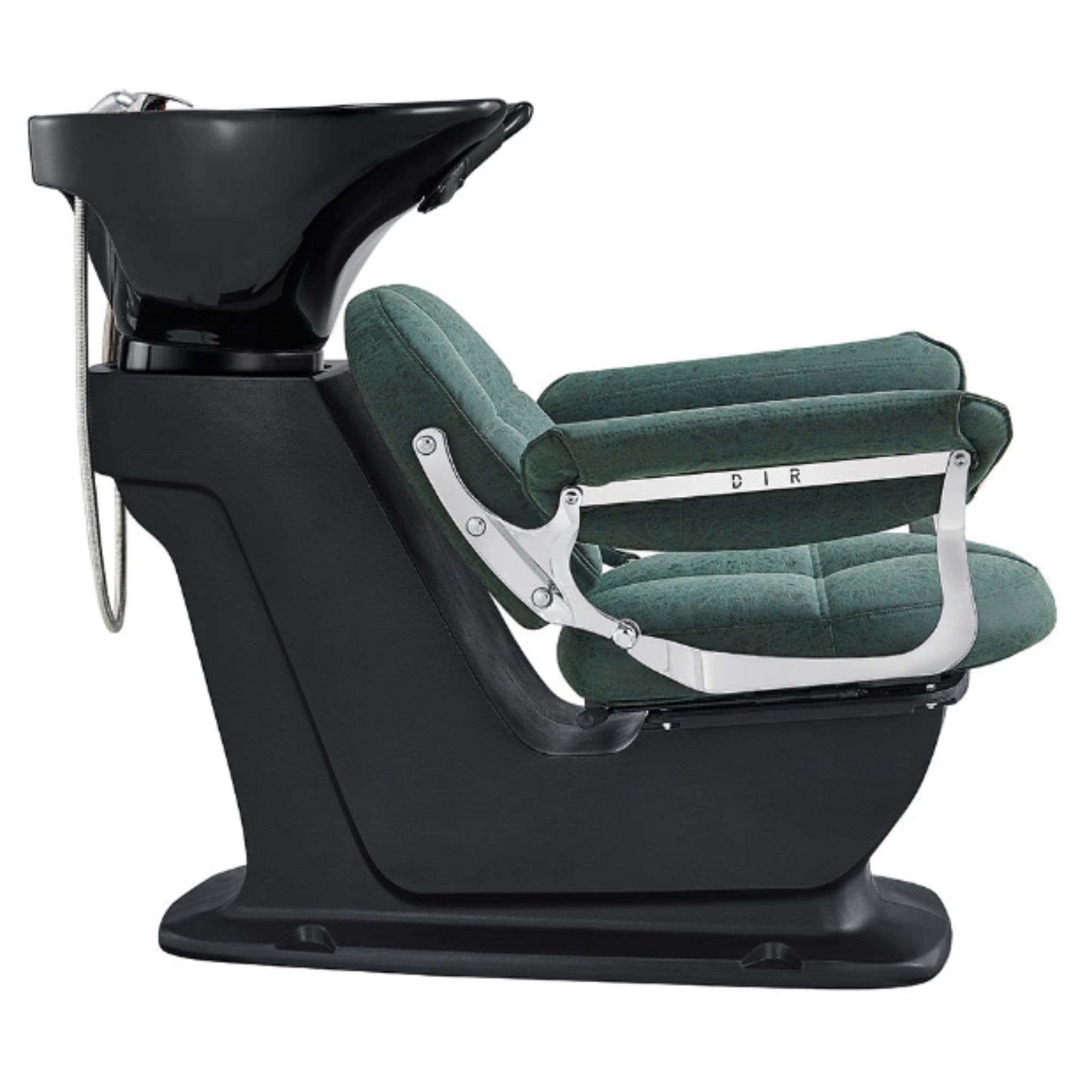 Mochilagon Salon Shampoo Chair with Adjustable Seat Green Side View Of Black Single Shampoo Wash Station