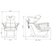 Mochilagon Salon Shampoo Chair with Adjustable Seat Product Dimension Diagram