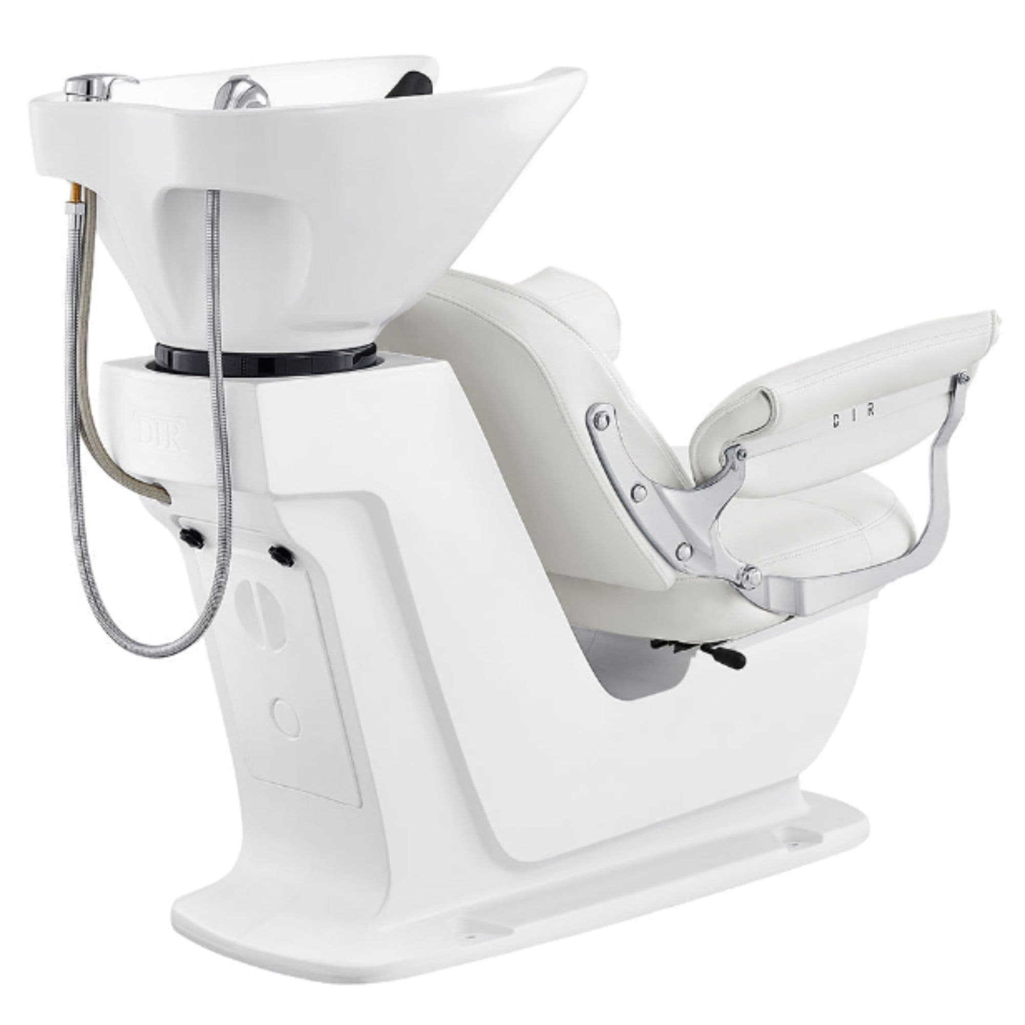 Mochilagon Salon Shampoo Chair with Adjustable Seat Rear Angled View With White Wash Station Sink