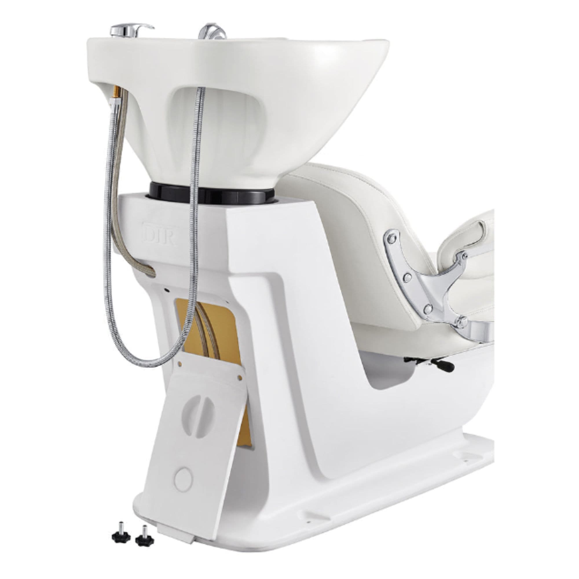 Mochilagon Salon Shampoo Chair with Adjustable Seat Rear Angled View With White Wash Station Sink Assembly