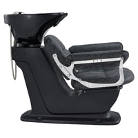 Thumbnail for Mochilagon Salon Shampoo Chair with Adjustable Seat Vintage Black Side View Of Black Single Shampoo Wash Station