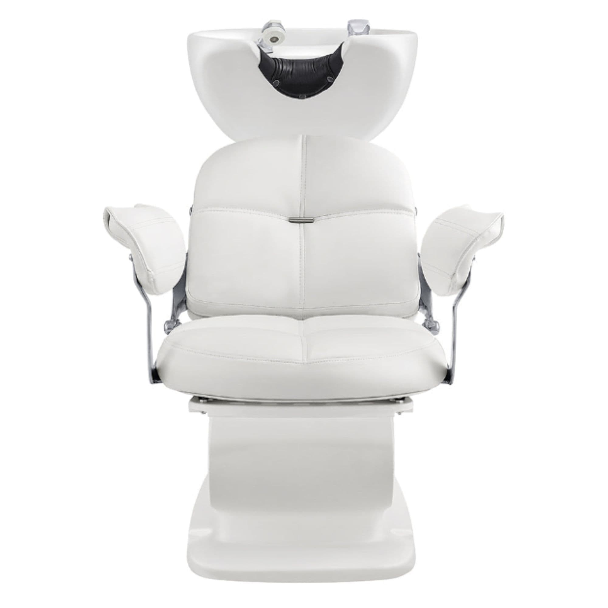 Mochilagon Salon Shampoo Chair with Adjustable Seat White Front View Of White Single Shampoo Wash Station