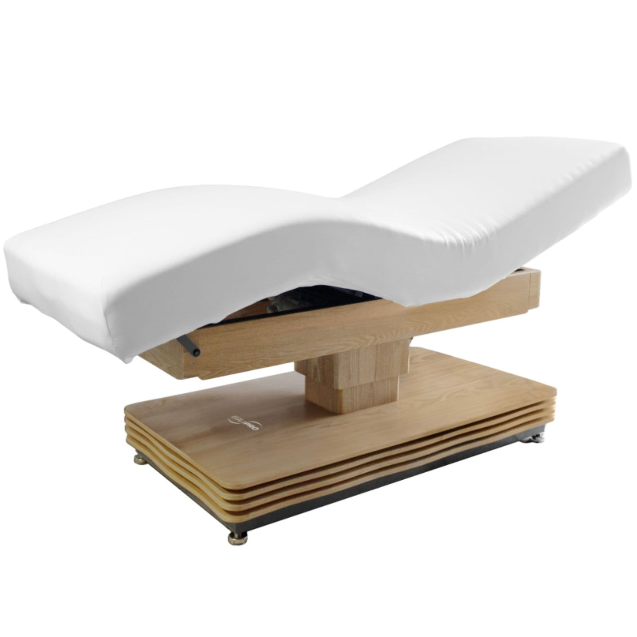 Natura Spa Massage Table Semi Reclined And Semi Folded On Leg Part With Clean Background