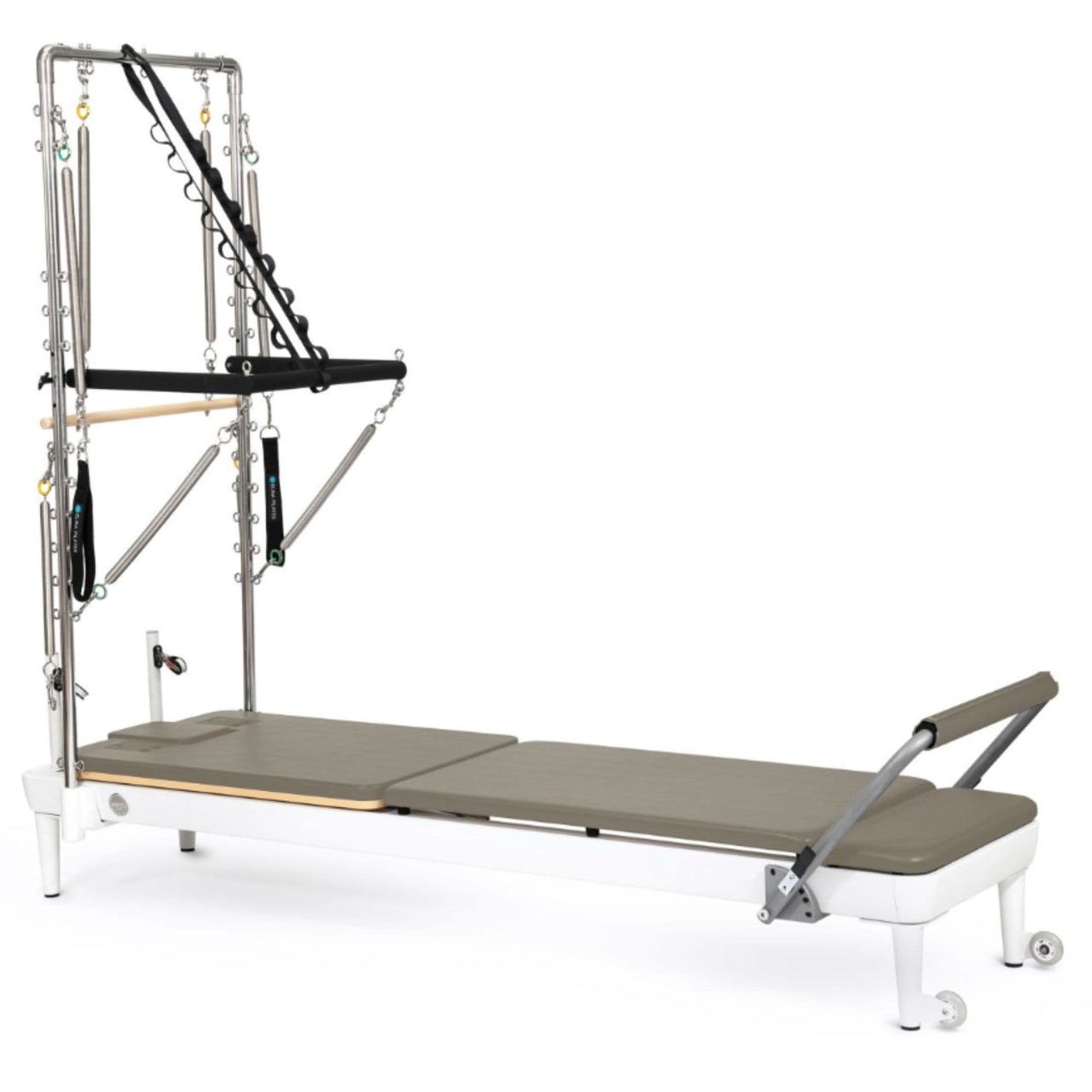 Nubium Reformer with Tower Mocha Variant Front Angled View Complete Set On White Background