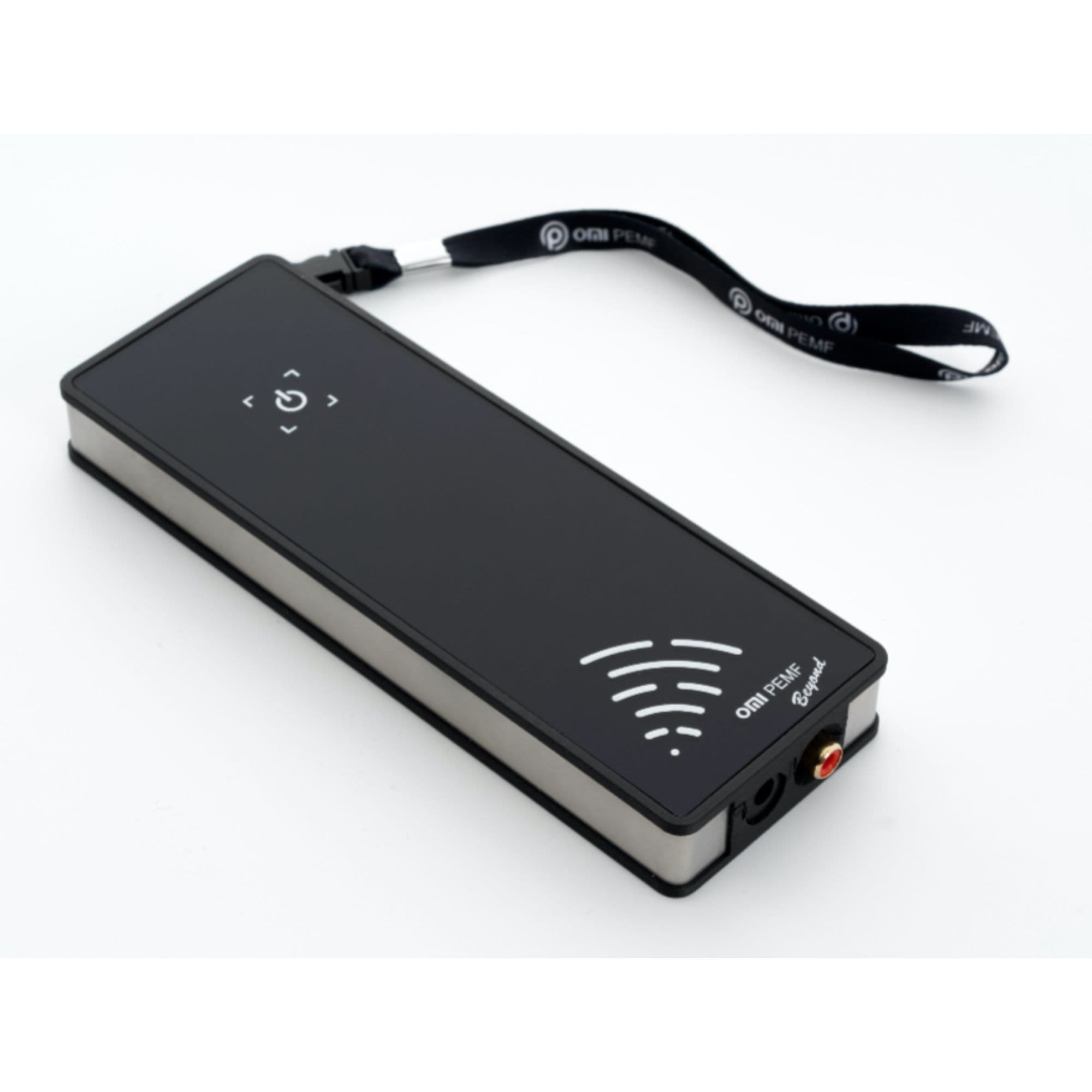 OMI PEMF Beyond Power Package -PEMF Beyond Mat and PEMF Beyond PowerBand With Black Wellness Device On Clean Background