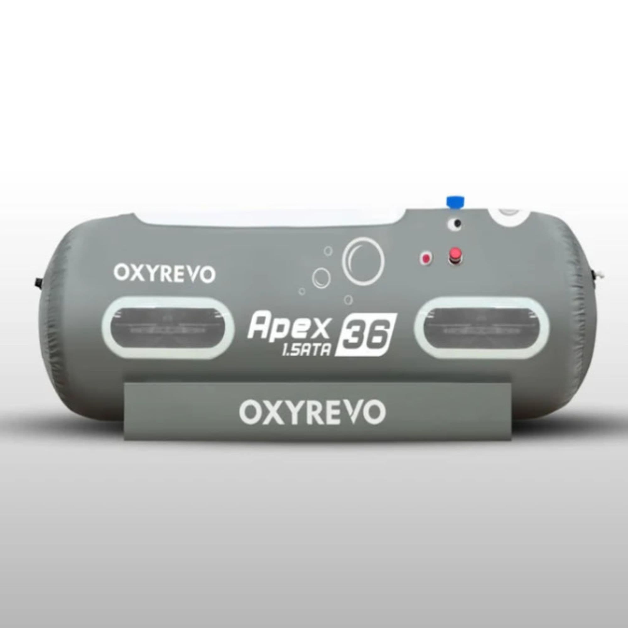 OxyRevo Apex36 Portable Hyperbaric Oxygen Chamber Front View On Gray Background