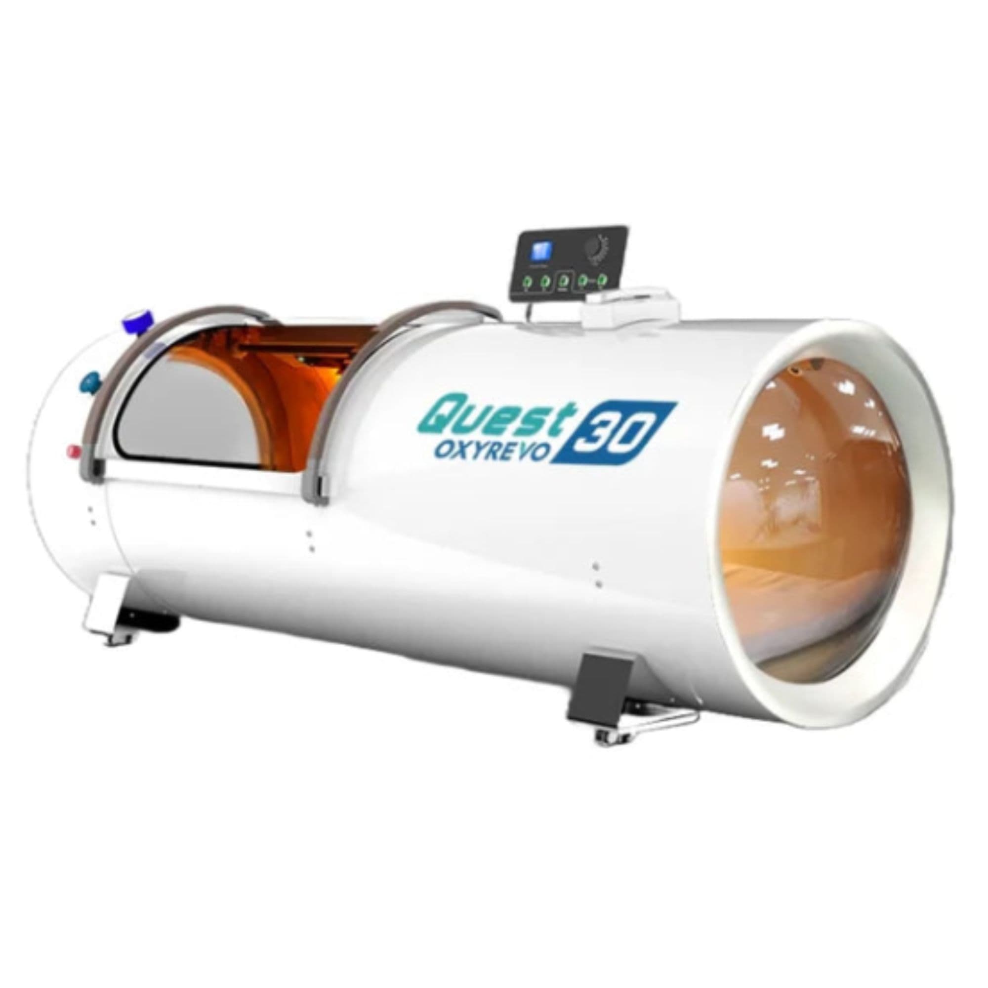 OxyRevo Quest30 Hyperbaric Chamber Front Angle View Of White Color On White Background