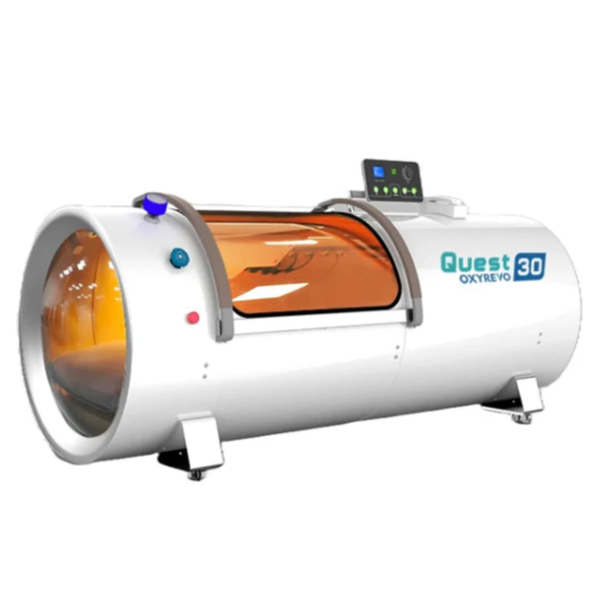 OxyRevo Quest30 Hyperbaric Chamber Rear Angle View Of White Color On White Background