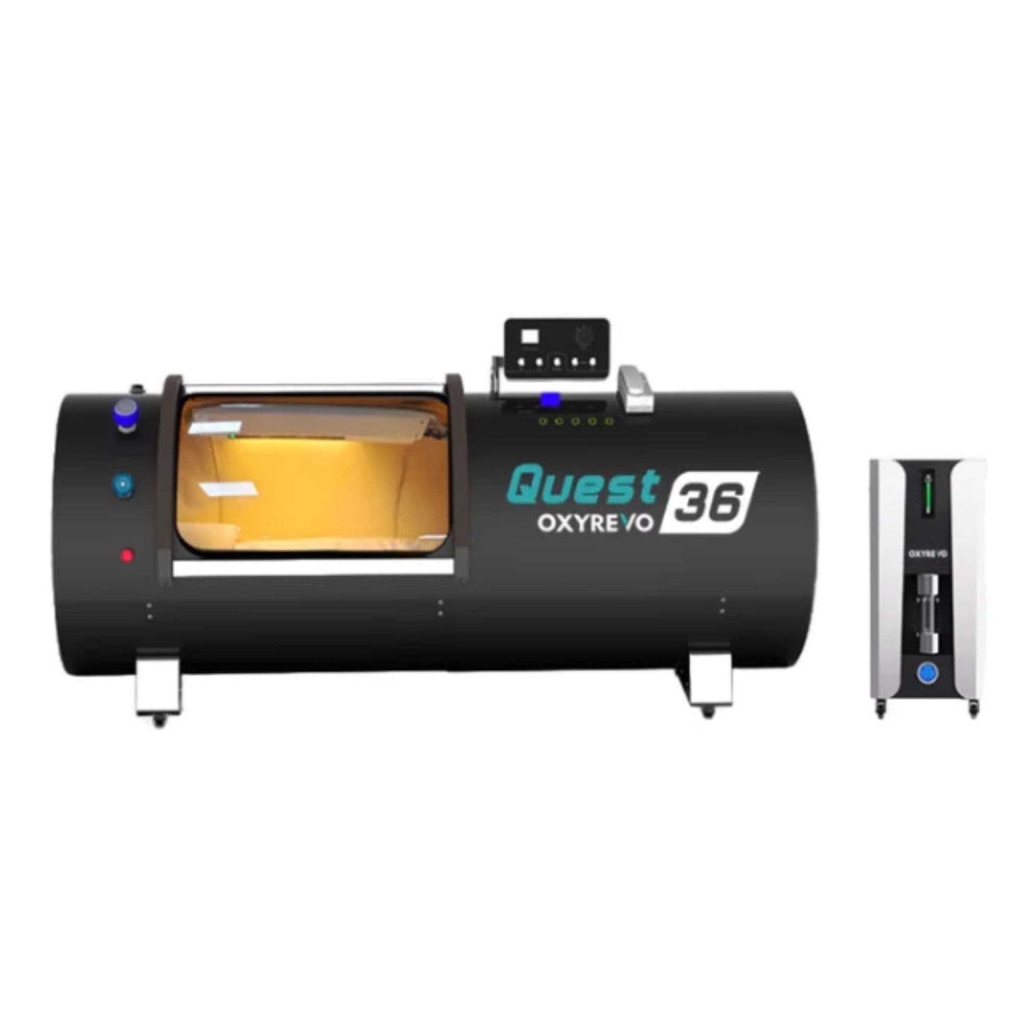 OxyRevo Quest36 Front View Of Black Color With All-In-One Operating Unit On White Background