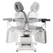 Pavo 4-Motor OB GYN Exam Chair Gray Front View With Swivel Rotation Demonstration On White Background