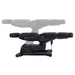 Pavo 4-Motors Swivel Medical Spa Treatment Table Black Variant Side View And Fully Reclined Demonstrating An Up And Down Adjustment On White Background
