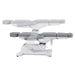 Pavo 4-Motors Swivel Medical Spa Treatment Table Gray Variant Side View And Fully Reclined Demonstrating An Up And Down Adjustment On White Background