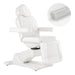 Pavo 4-Motors Swivel Medical Spa Treatment Table White Variant Front Angled View With Protective Cover Demonstration On White Background