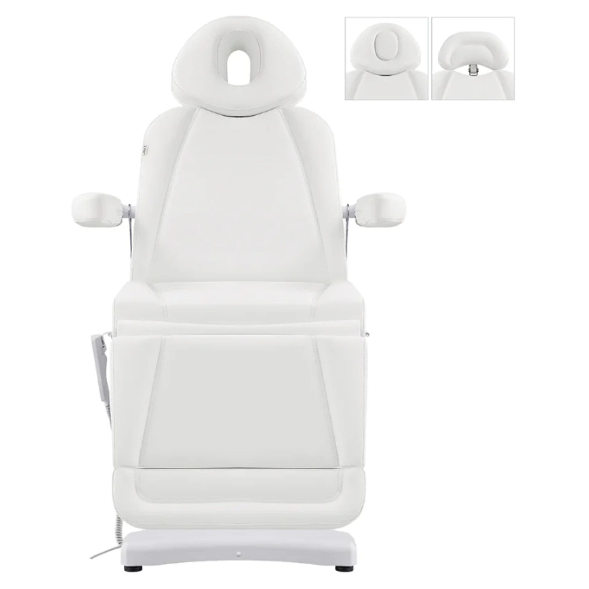 Pavo 4-Motors Swivel Medical Spa Treatment Table White Variant Front View On White Background
