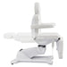 Pavo 4-Motors Swivel Medical Spa Treatment Table White Variant Side View Demonstrating Backrest Recline Adjustment Range On White Background