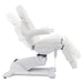 Pavo 4-Motors Swivel Medical Spa Treatment Table White Variant Side View Demonstrating Swing Adjustment On White Background