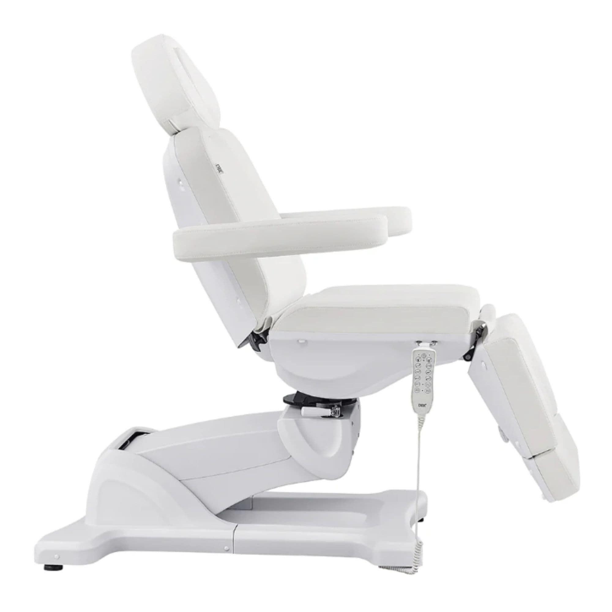 Pavo 4-Motors Swivel Medical Spa Treatment Table White Variant Side View On White Background