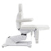 Pavo 4-Motors Swivel Medical Spa Treatment Table White Variant Side View Showing Extendable Footrest Positions On White Background
