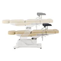 Thumbnail for Pavo OB 4-Motors OB GYN Exam Chair with Stirrups Beige Side View And Fully Reclined Demonstrating An Up And Down Adjustment On White Background