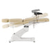Pavo OB 4-Motors OB GYN Exam Chair with Stirrups Beige Side View Demonstrating Recline Adjustment Positions On White Background