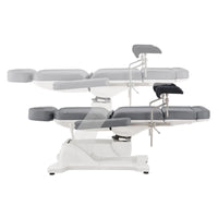 Thumbnail for Pavo OB 4-Motors OB GYN Exam Chair with Stirrups Gray Side View And Fully Reclined Demonstrating An Up And Down Adjustment On White Background