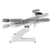 Pavo OB 4-Motors OB GYN Exam Chair with Stirrups Gray Side View Demonstrating Recline Adjustment Positions On White Background