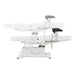 Pavo OB 4-Motors OB GYN Exam Chair with Stirrups White Side View And Fully Reclined Demonstrating An Up And Down Adjustment On White Background