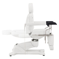 Thumbnail for Pavo OB 4-Motors OB GYN Exam Chair with Stirrups White Side View Demonstrating Recline Adjustment Range On White Background