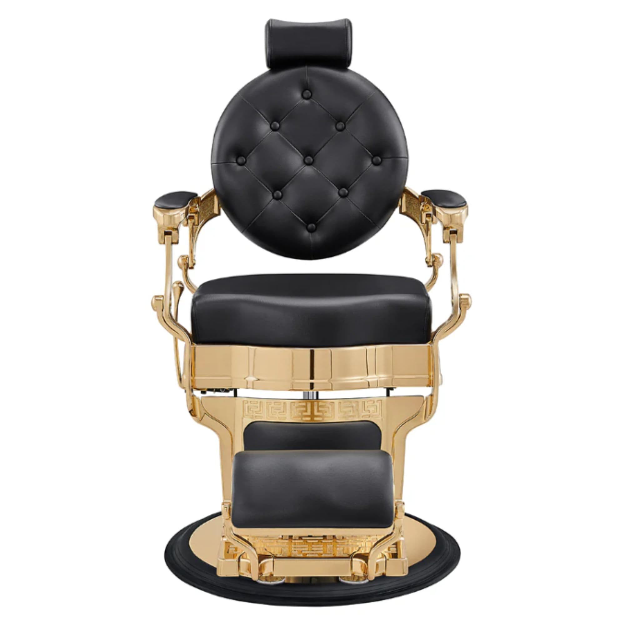 Princeton Gold Barber Chair Black Variant Front View On White Background