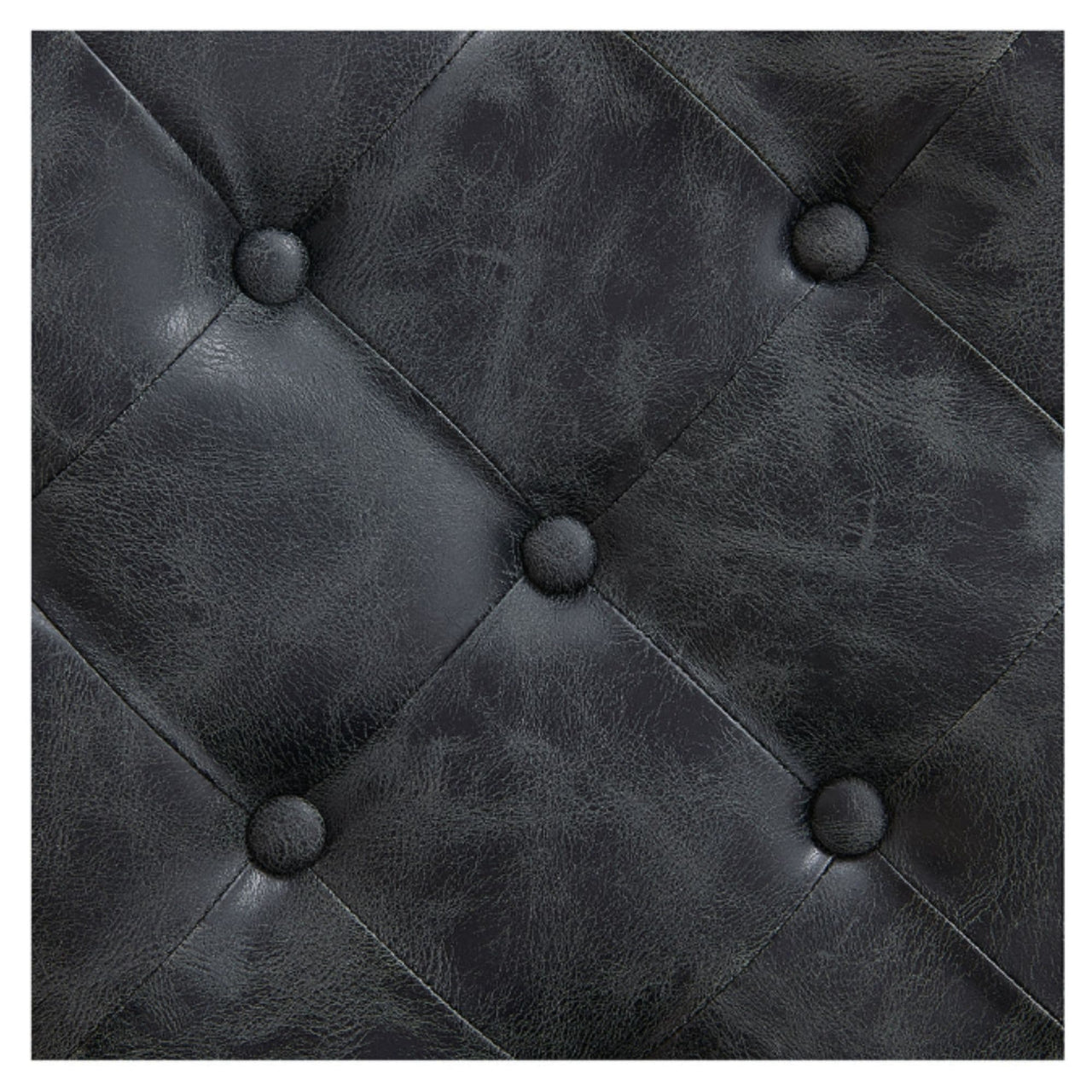 Princeton Gold Barber Chair Close-Up View Of Diamond Tufted Vintage Black Upholstery Pattern