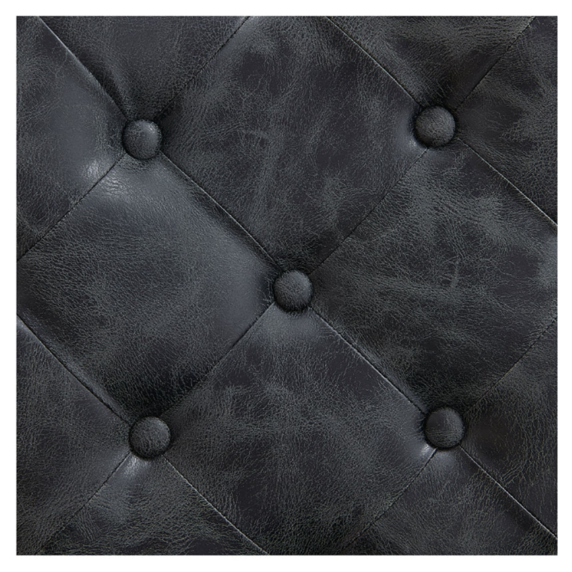 Princeton Gold Barber Chair Close-Up View Of Diamond Tufted Vintage Black Upholstery Pattern