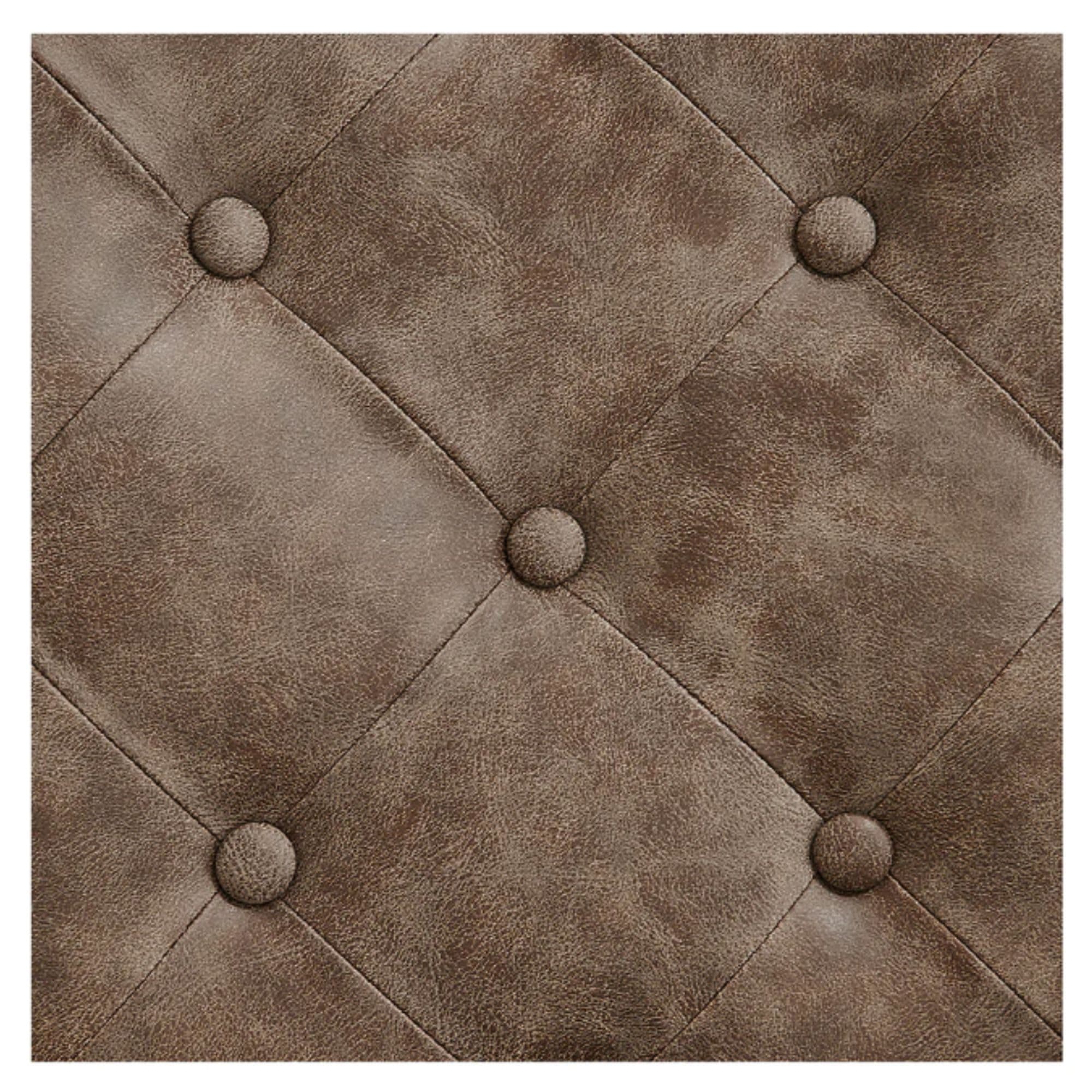 Princeton Gold Barber Chair Close-Up View Of Diamond Tufted Vintage Brown Upholstery Pattern