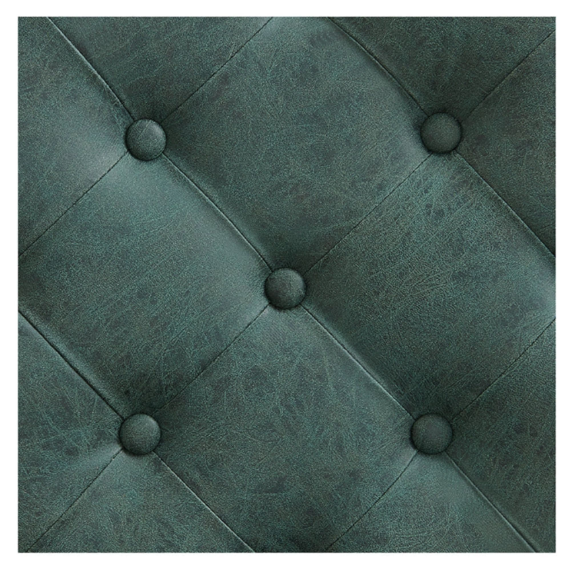 Princeton Gold Barber Chair Close-Up View Of Diamond Tufted Vintage Green Upholstery Pattern