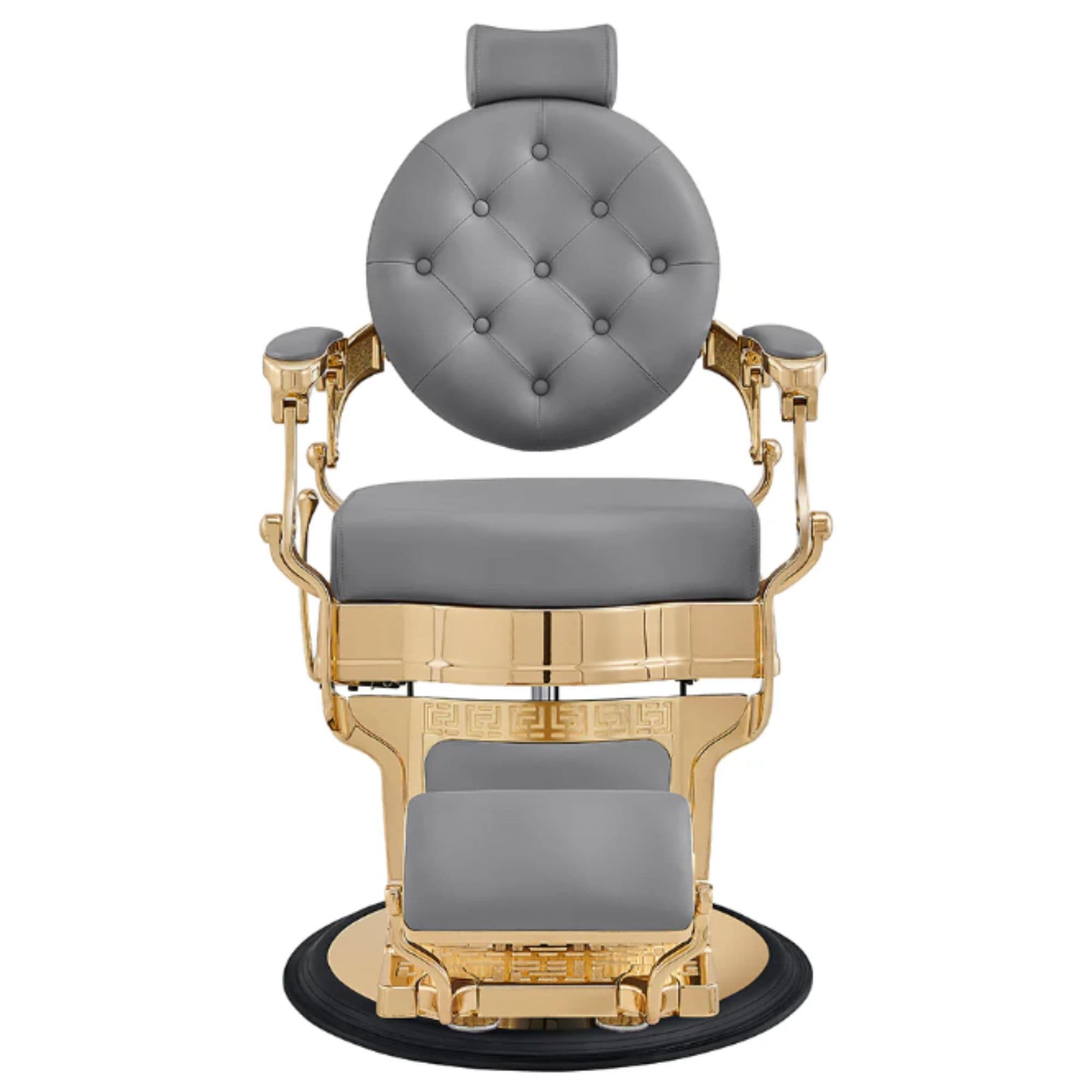 Princeton Gold Barber Chair Gray Variant Front View On White Background