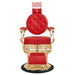 Princeton Gold Barber Chair Red Variant Front View Demonstrating Pull Out Headrest Range On White Background