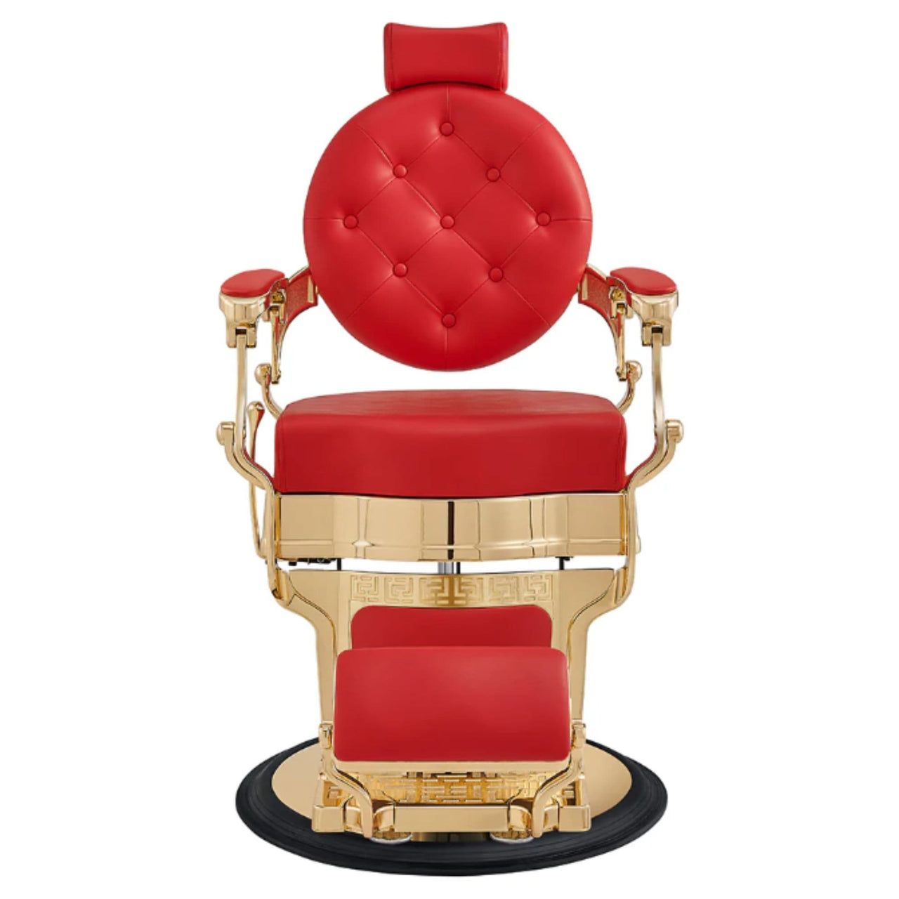 Princeton Gold Barber Chair Red Variant Front View On White Background