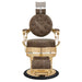 Princeton Gold Barber Chair Vintage Brown Variant Front View Demonstrating Pull Out Headrest Range On White Background