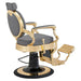 Princeton Luxury Gold Barber Chair Gray Variant Rear Angled View On White Background