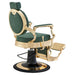 Princeton Luxury Gold Barber Chair Vintage Green Variant Rear Angled View On White Background