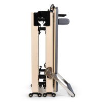 Thumbnail for Reformer Elina Pilates Foldable for Home Plus Box Gray Variant Side View Showing Space-Saving Folded Configuration On White Background