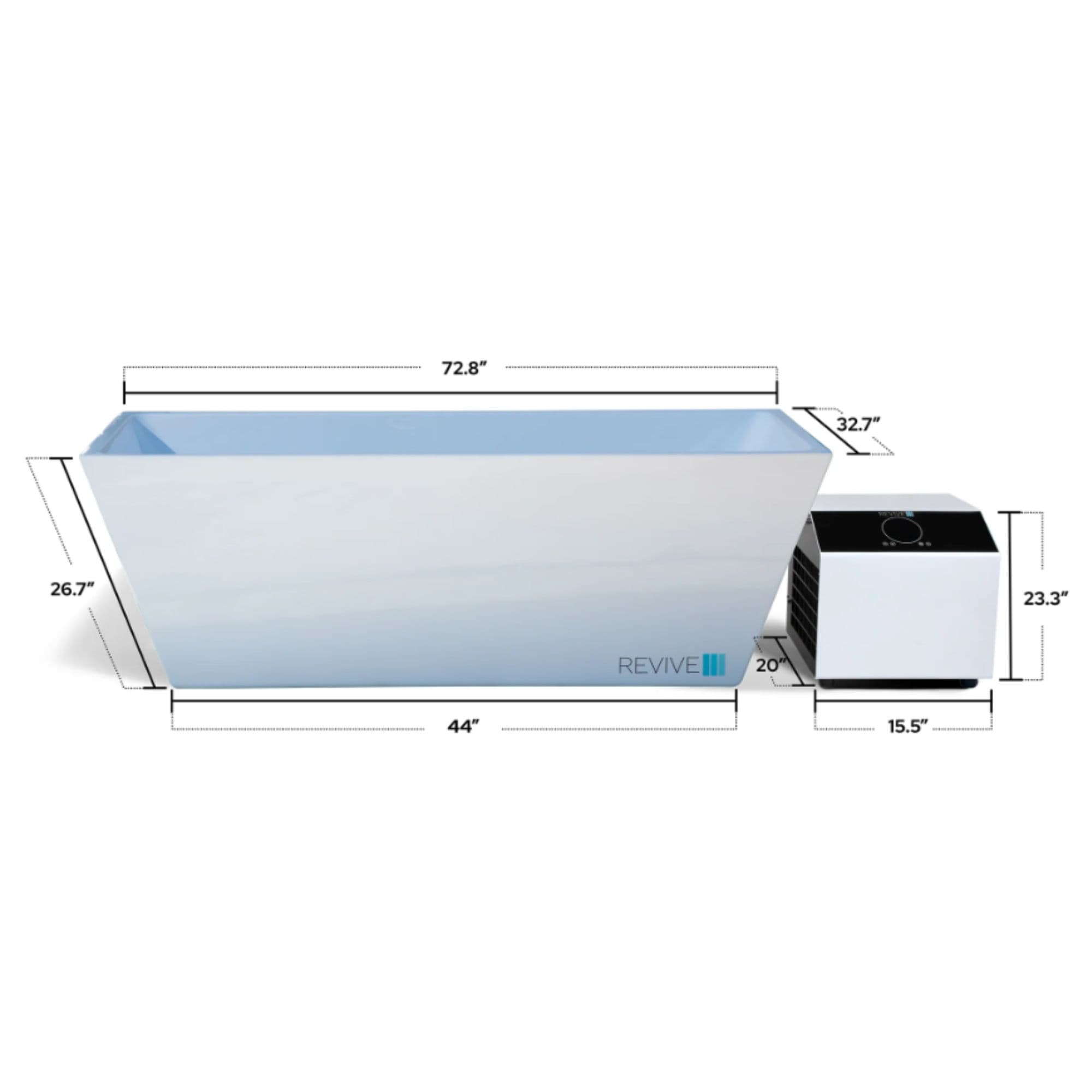 Revive Acrylic Cold Plunge Front View With Dimensions