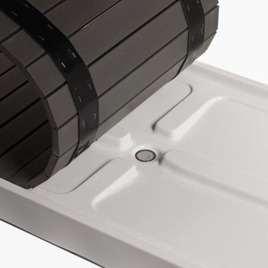 Revive Acrylic Plunge Entry And Exit Platform Close-Up Of Interior Drain With Cover Open