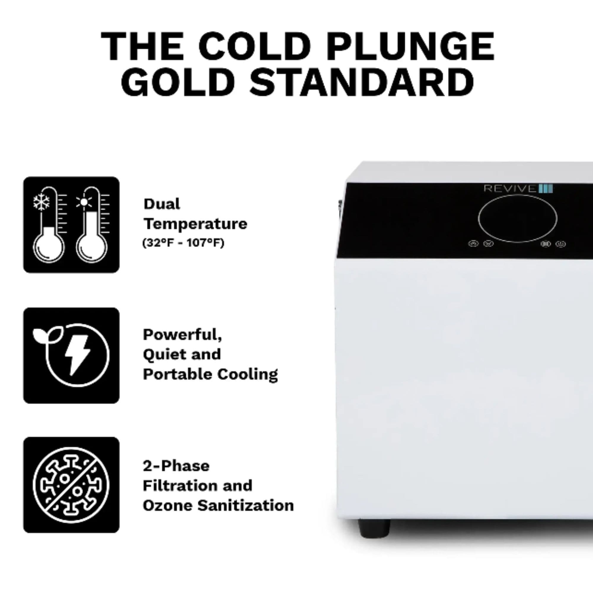 Revive Acrylic Plunge With Wi-Fi Control Front View With List Of Features For Chiller