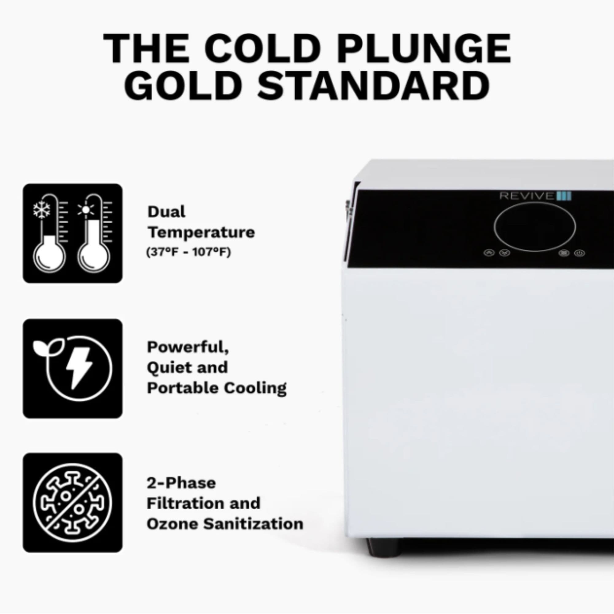 Revive Core .8HP Chiller Front View With List Of Features For Chiller