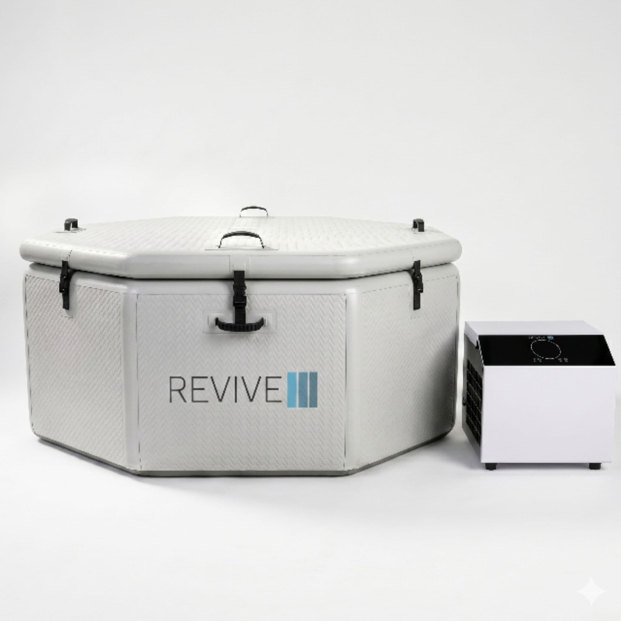Revive Inflatable Party Cold Plunge Complete Set Covered Front View On White Background